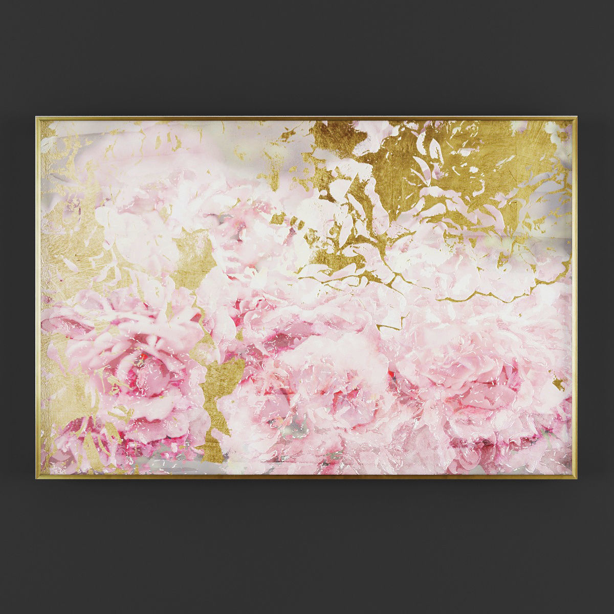 Pictures203 gold and flowers framed art Low-poly 3D model_1