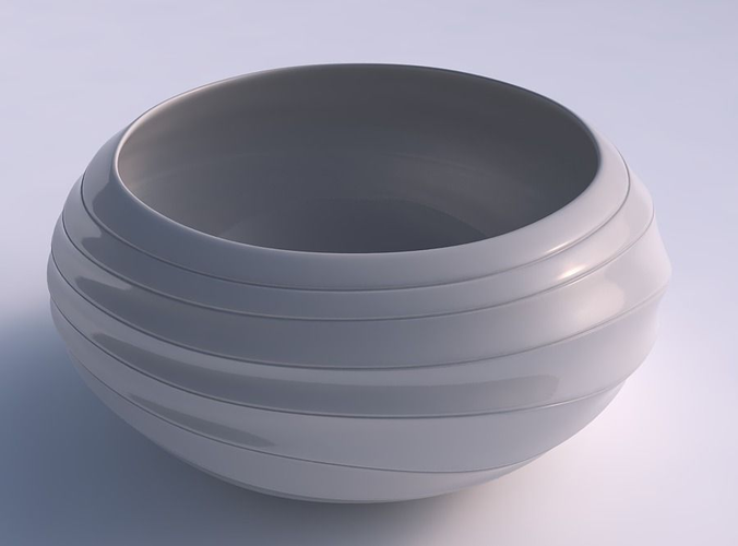 Bowl spheric squeezed wide with distorted horizontal dents