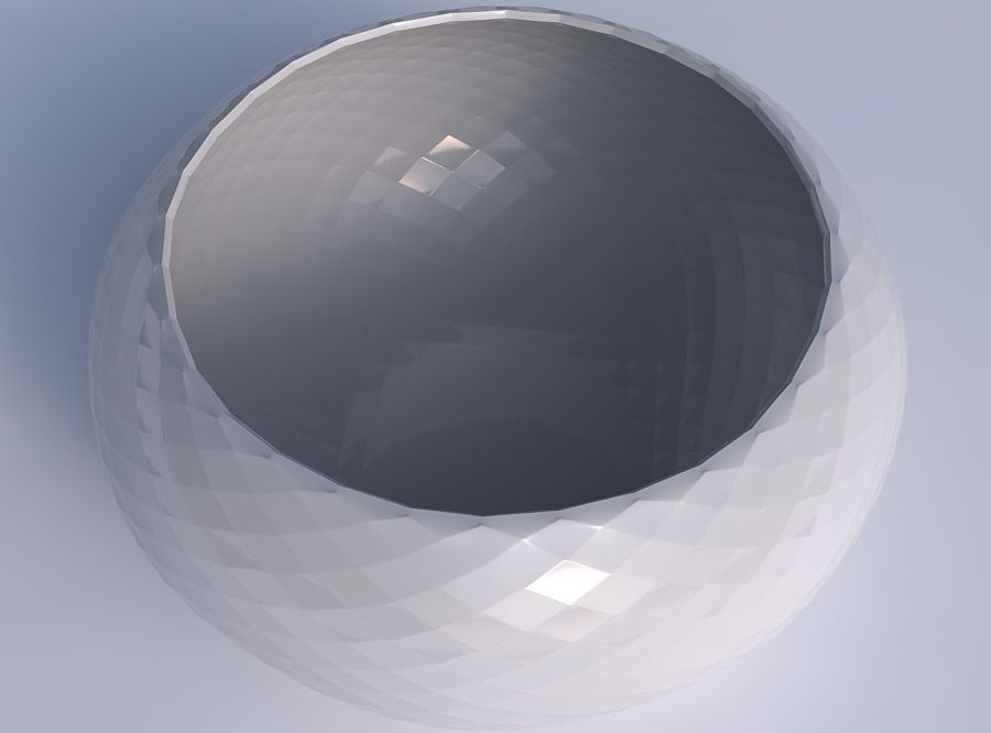 Bowl spheric squeezed wide with diagonal grid pattern 3D print model_1
