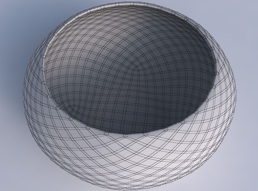 Bowl spheric squeezed wide with diagonal grid pattern 3D print model_6