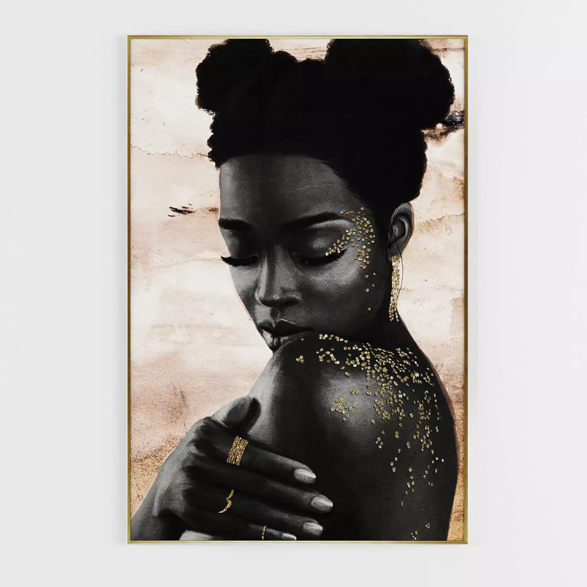 Pictures205 abstract painting of woman gold Low-poly 3D model_0