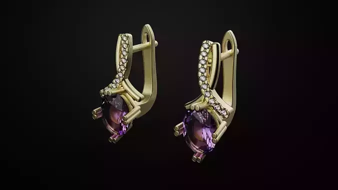 Earrings with amethyst