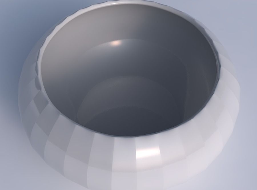 Bowl spheric squeezed wide with fine bands uniform vertical 3D print model_1