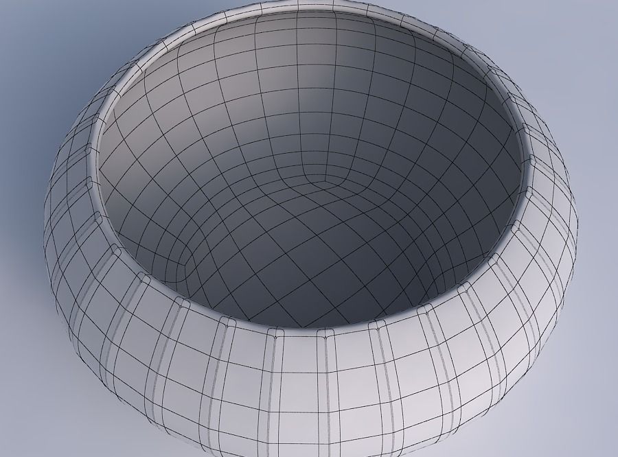 Bowl spheric squeezed wide with fine bands uniform vertical 3D print model_6