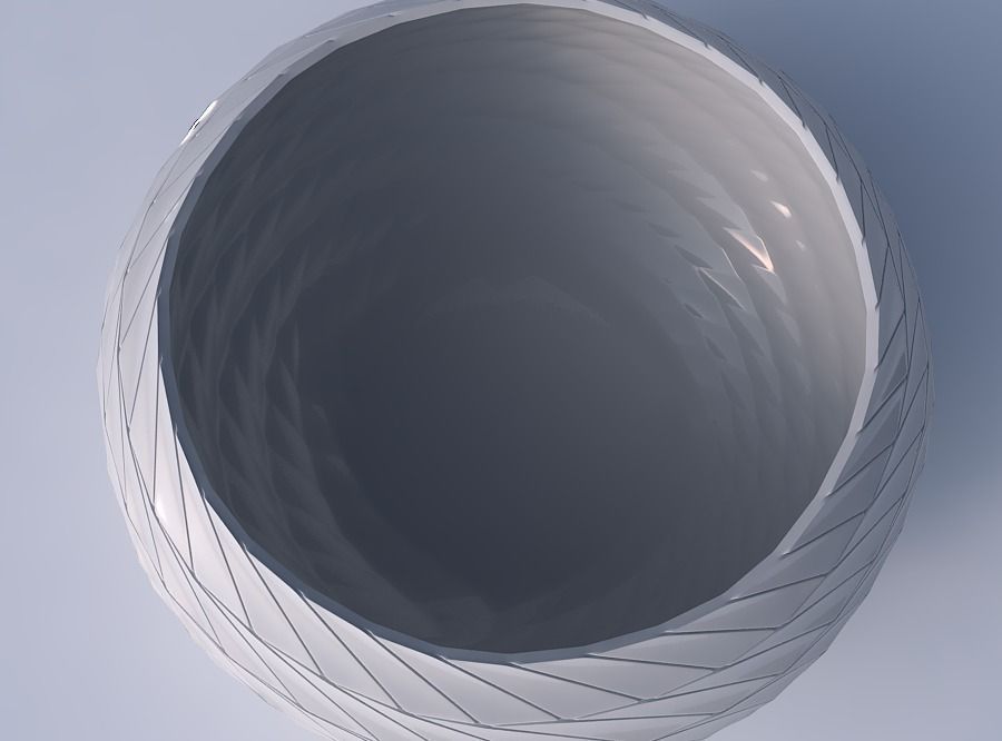 Bowl spheric squeezed wide with distorted and twisted grid pl... 3D print model_2