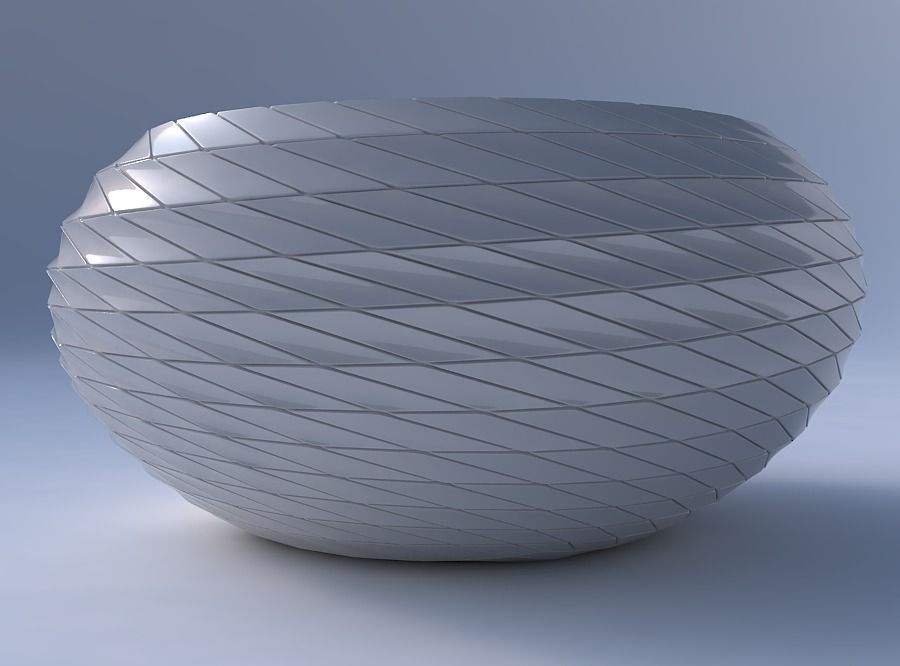 Bowl spheric squeezed wide with distorted and twisted grid pl... 3D print model_4
