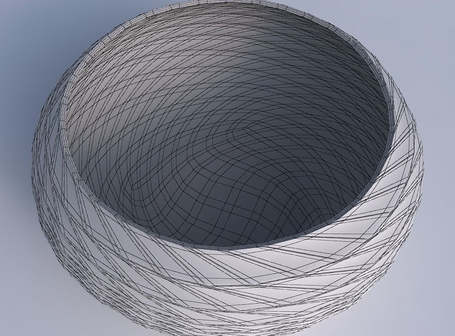 Bowl spheric squeezed wide with distorted and twisted grid pl... 3D print model_6