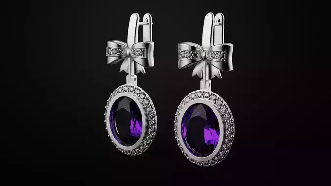 Chunky earrings with amethyst