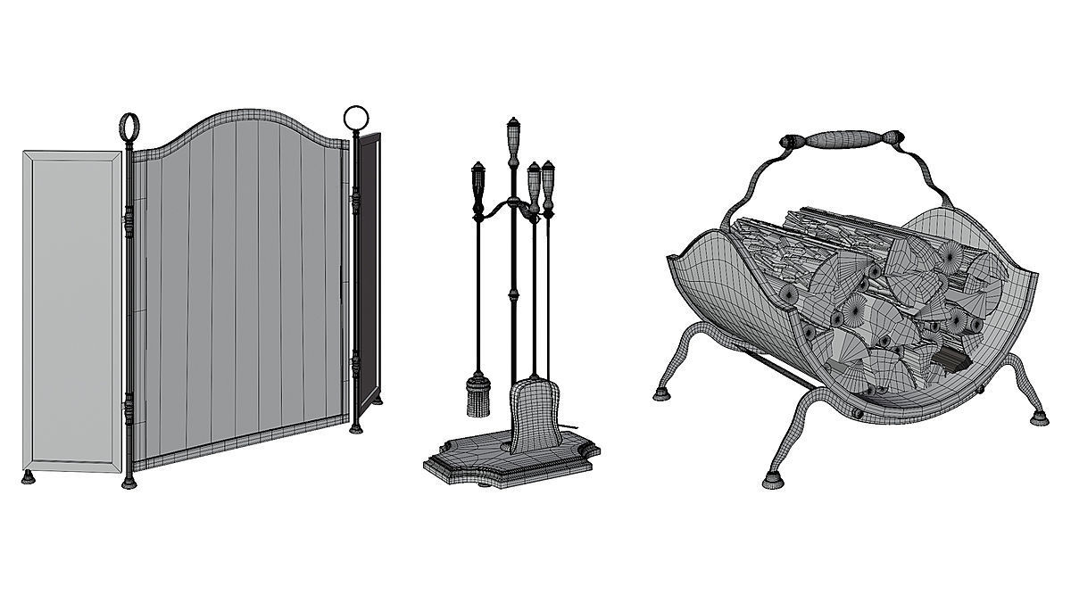 Classic Fireplace Decor BLENDER 3D Model Cycles 3D model_2