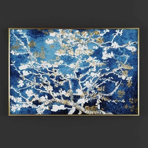 Pictures212 abstract painting of gold tree Low-poly 3D model