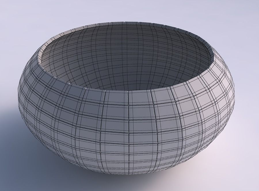 Bowl spheric squeezed wide with distorted grid plates 3D print model_5