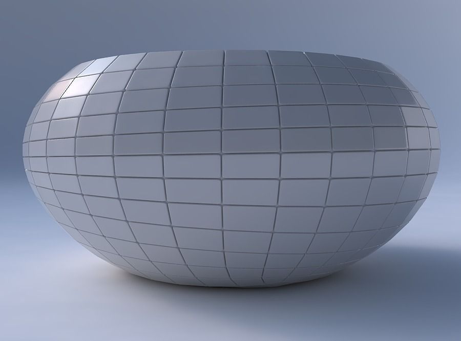 Bowl spheric squeezed wide with distorted grid plates 3D print model_4