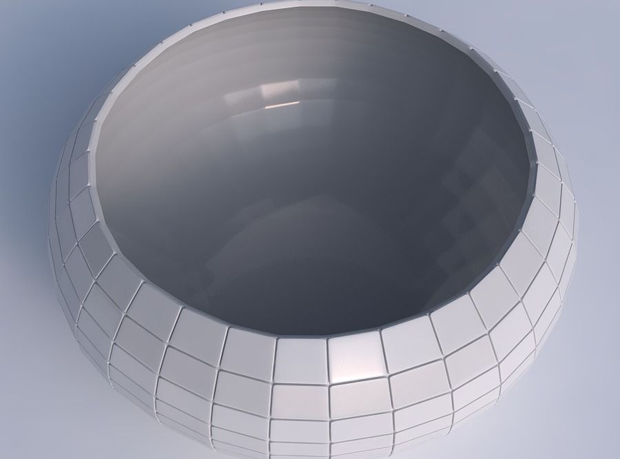 Bowl spheric squeezed wide with distorted grid plates 3D print model_1