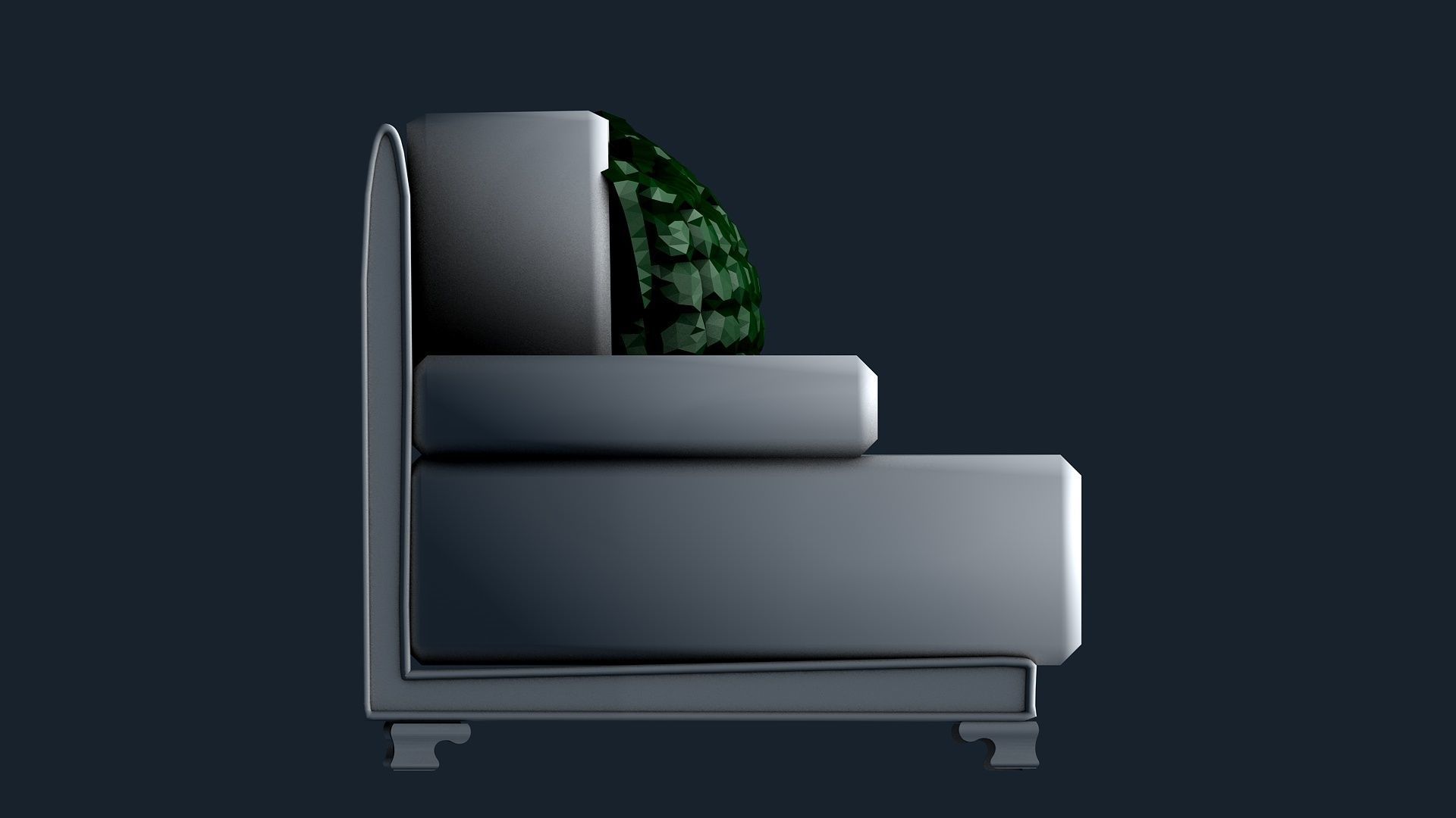 DIVAN chair with cushion 3D model_2