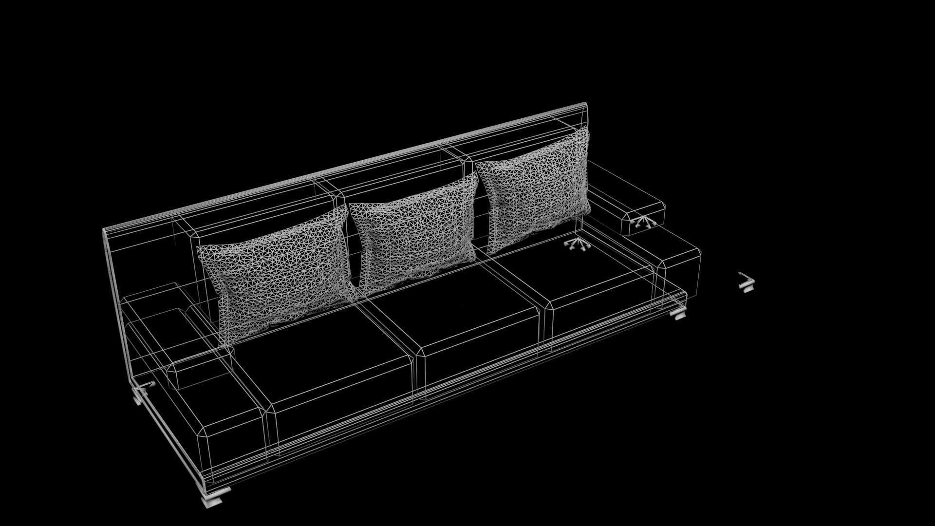 DIVAN chair with cushion 3D model_3