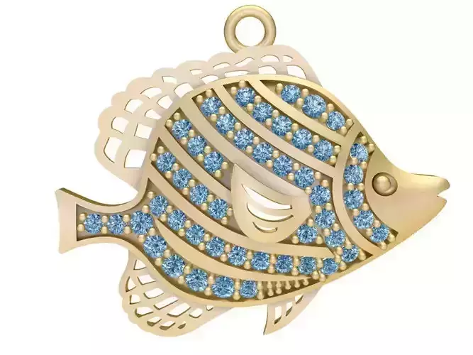Luxury Fish Pendant Jewelry with Diamonds for Women 1944