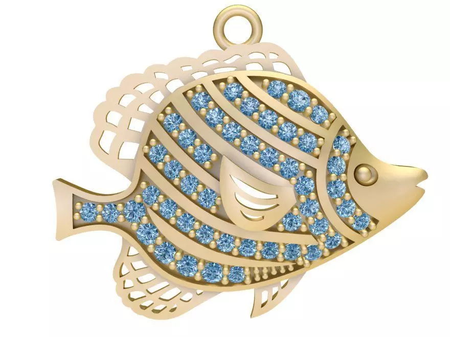 Luxury Fish Pendant Jewelry with Diamonds for Women 1944 3D print model