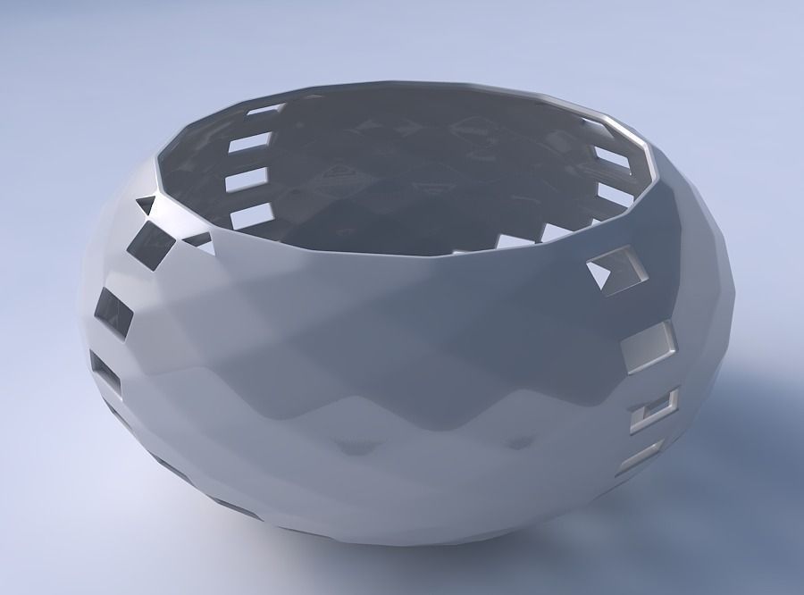 Bowl spheric squeezed wide with checker grid lattice 3 3D print model_3