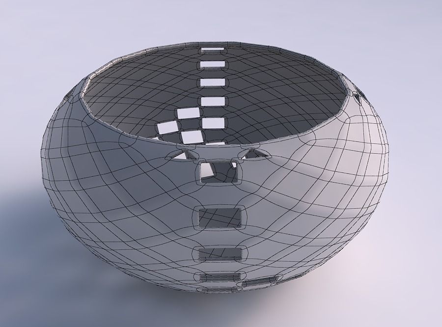 Bowl spheric squeezed wide with checker grid lattice 3 3D print model_5