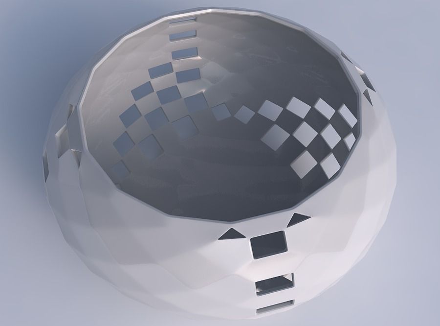 Bowl spheric squeezed wide with checker grid lattice 3 3D print model_1