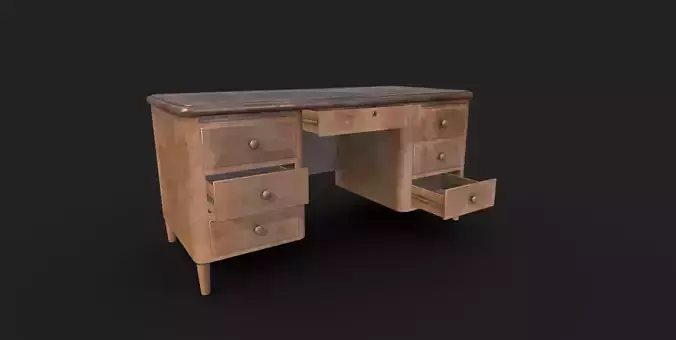 Vintage Desk Low-poly 3D model