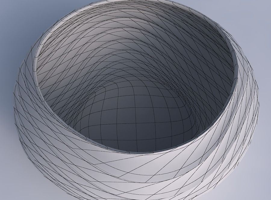 Bowl spheric squeezed wide with curved horizontal wavy sections 3D print model_6