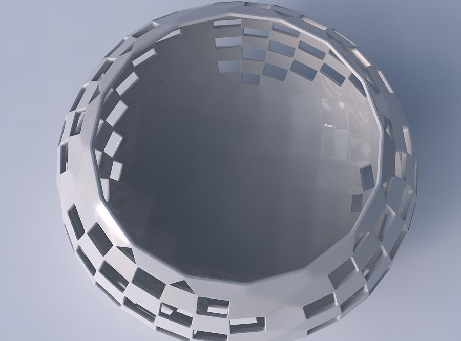 Bowl spheric squeezed wide with checker grid lattice 2 3D print model_2