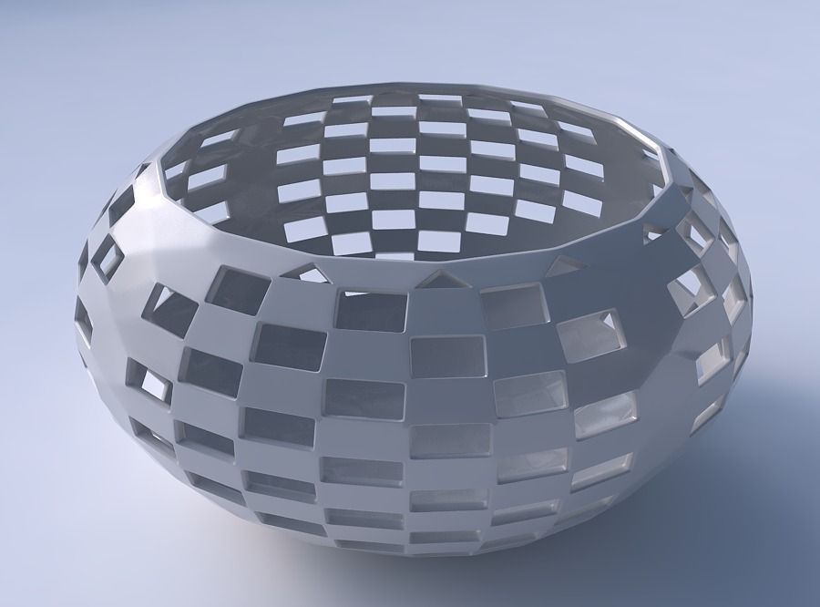 Bowl spheric squeezed wide with checker grid lattice 2 3D print model_3