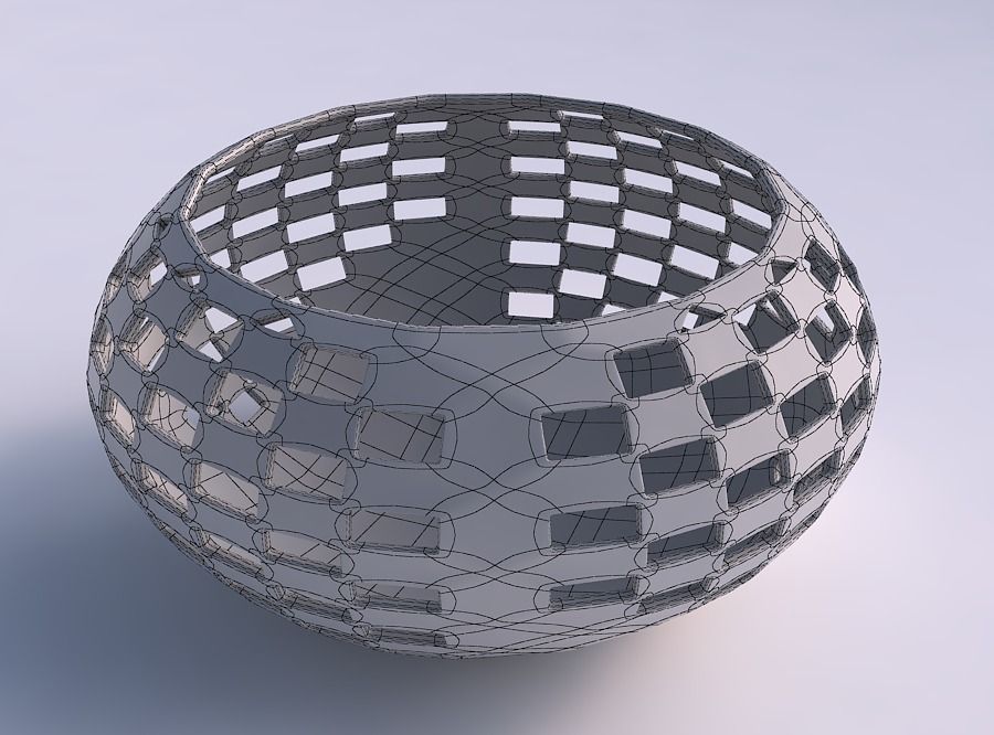 Bowl spheric squeezed wide with checker grid lattice 2 3D print model_5