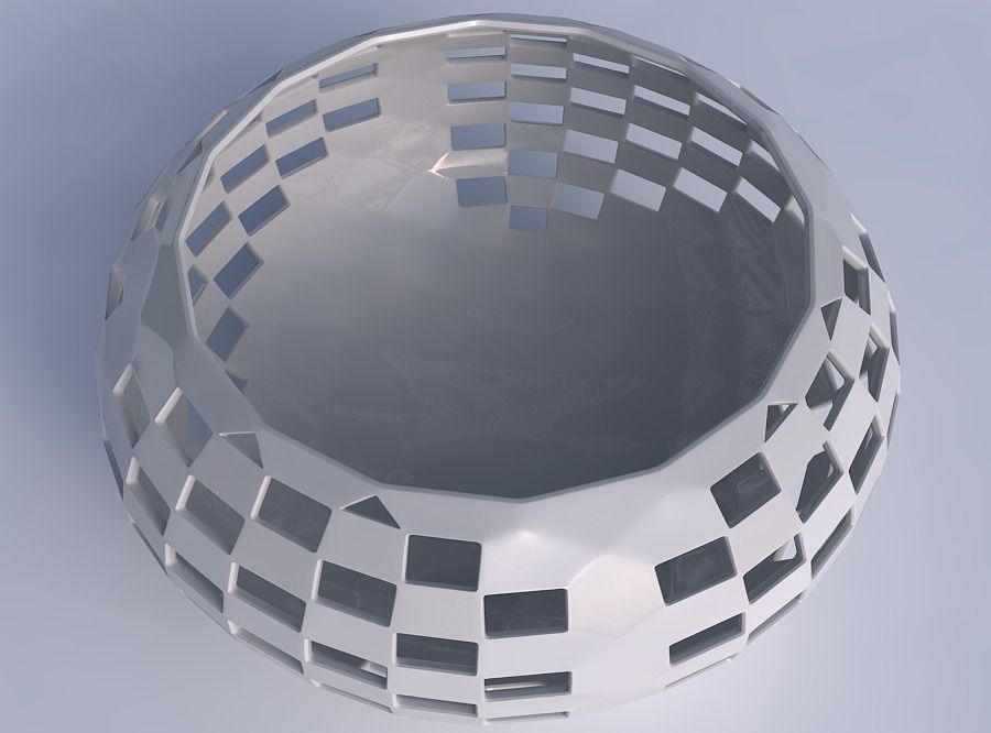 Bowl spheric squeezed wide with checker grid lattice 2 3D print model_1