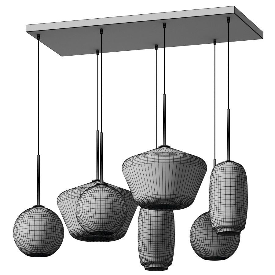 West Elm - Sculptural Glass 7-Light 3D model_1