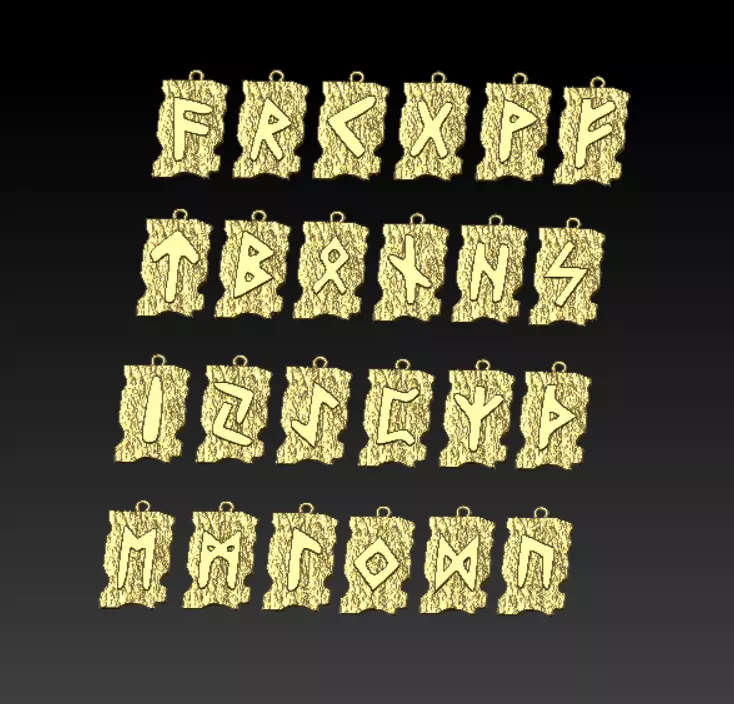 rune symbols-Runes Alphabet 3D model 3D print model_0