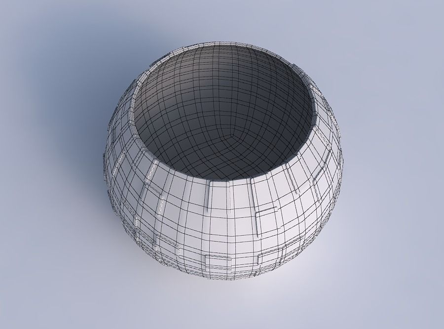 Bowl spheric with wavy scattered grid plates 3D print model_6