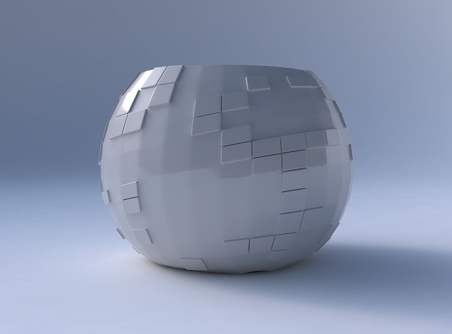 Bowl spheric with wavy scattered grid plates 3D print model_4