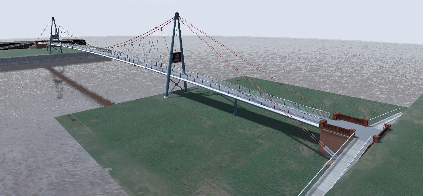 Walkway bridge 3d low-poly model