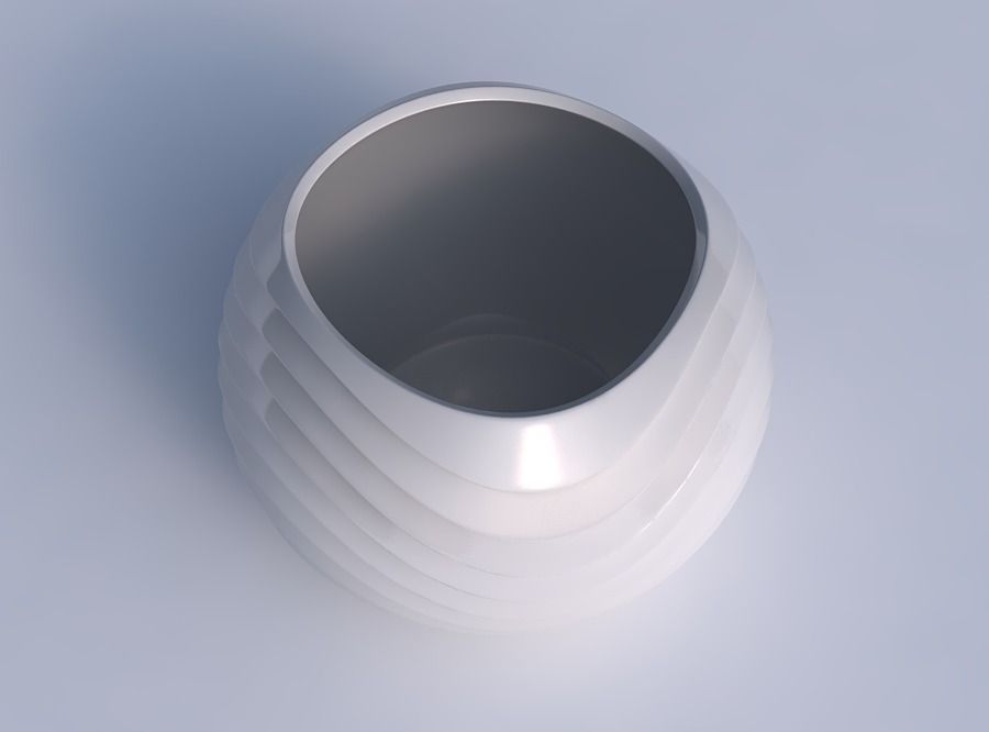 Bowl spheric with horizontal wavy inverted layers 3D print model_1