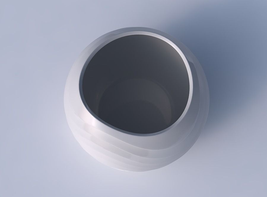 Bowl spheric with horizontal wavy inverted layers 3D print model_2