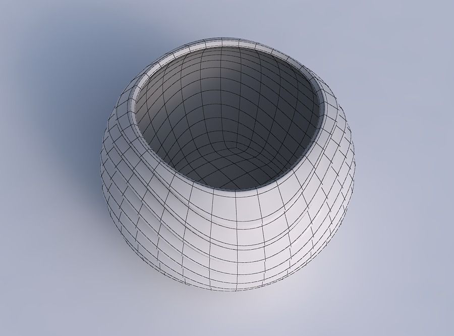 Bowl spheric with horizontal wavy inverted layers 3D print model_6