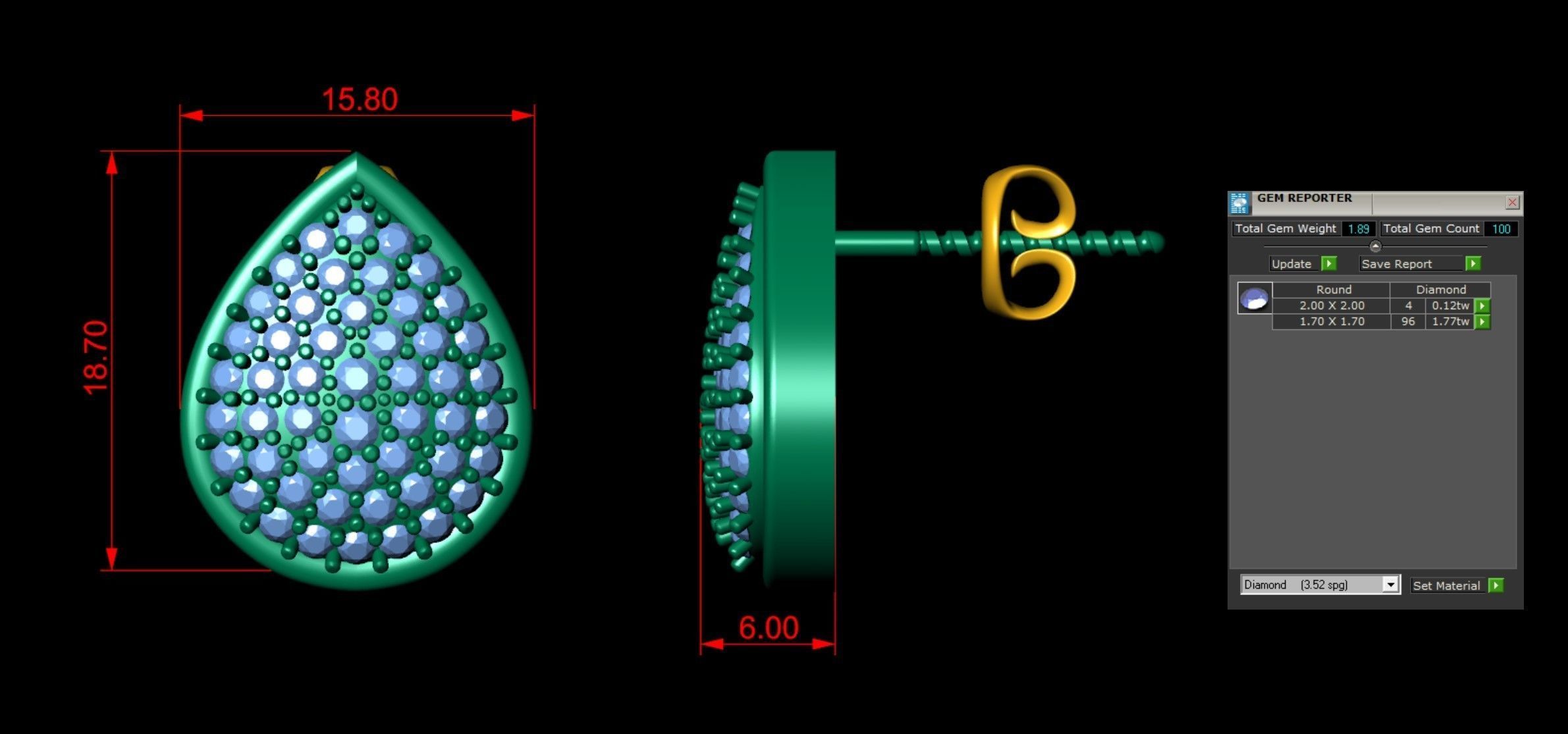 Pear Cluster Earrings  3D print model_6