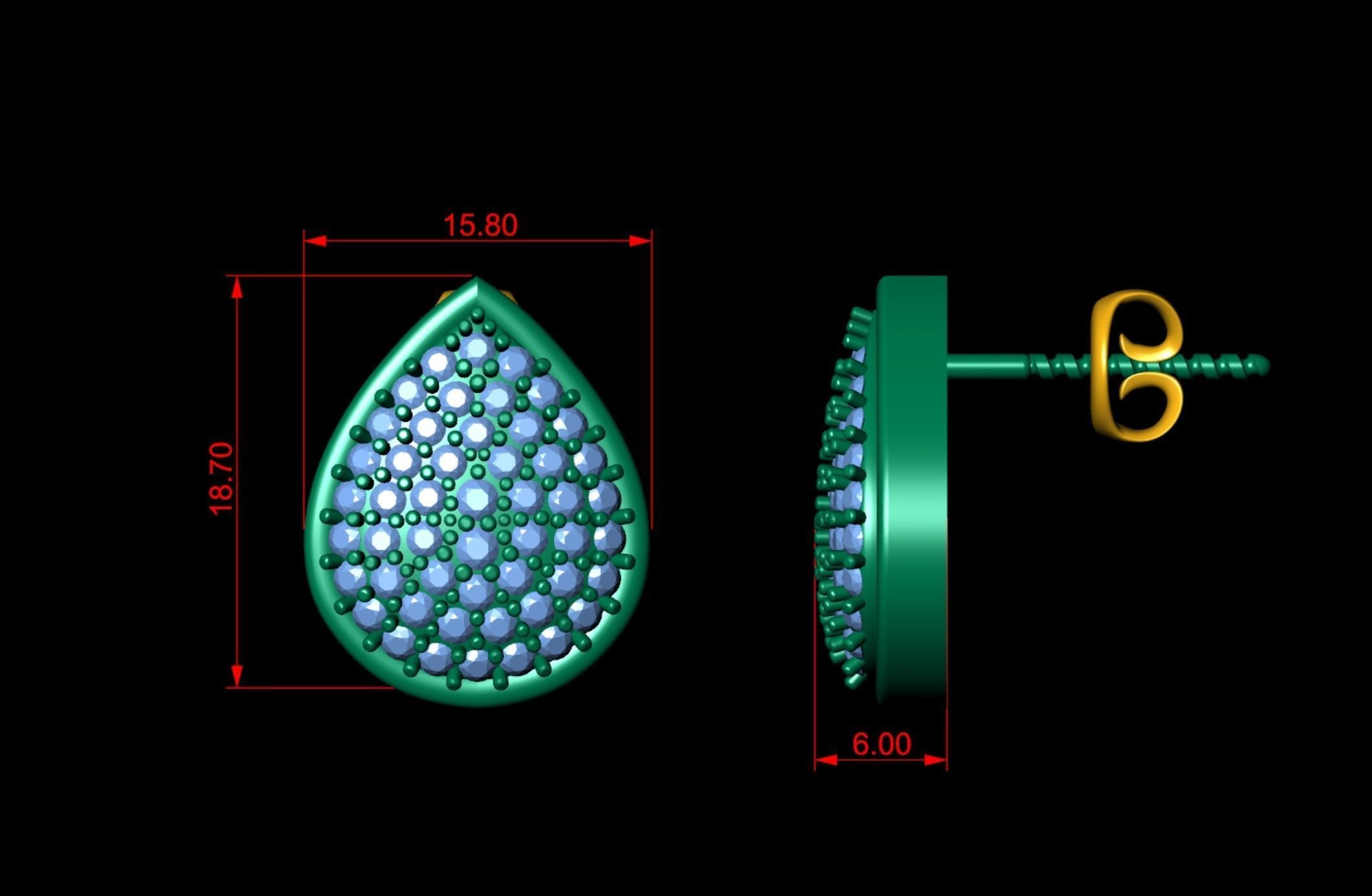 Pear Cluster Earrings  3D print model_5