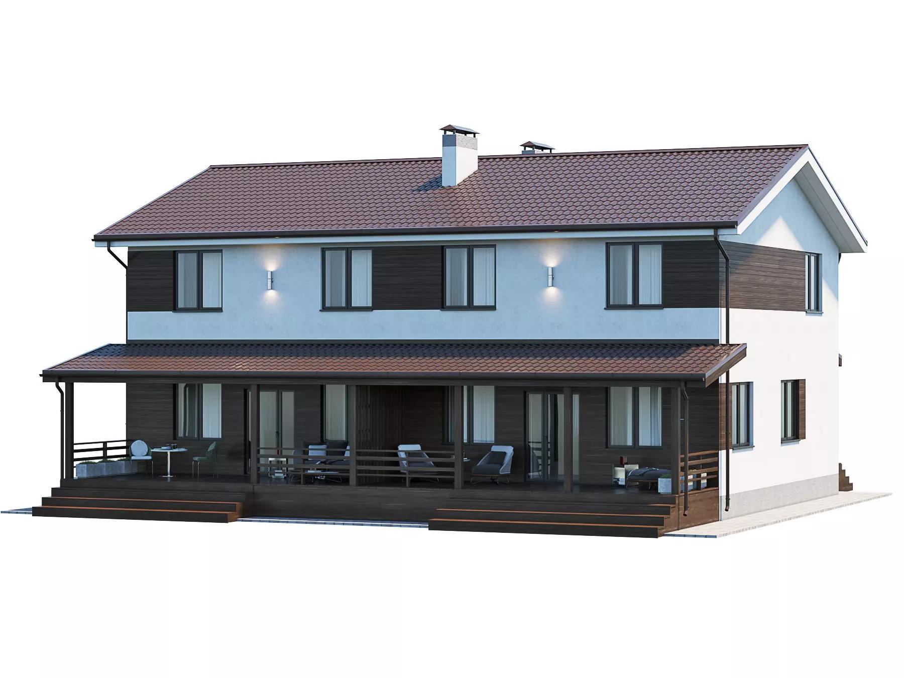 Modern Country House 3D model_0