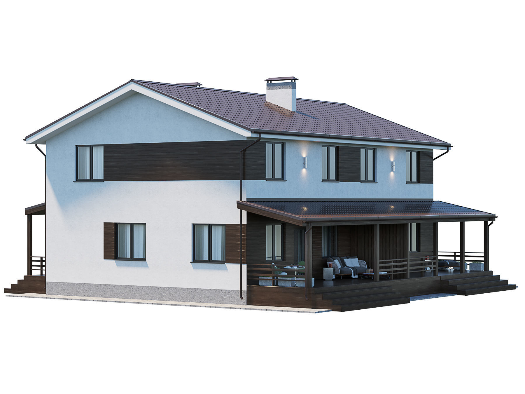 Modern Country House 3D model_3