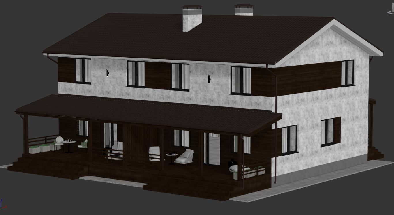 Modern Country House 3D model_9
