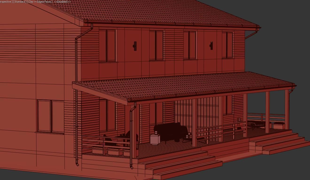 Modern Country House 3D model_16