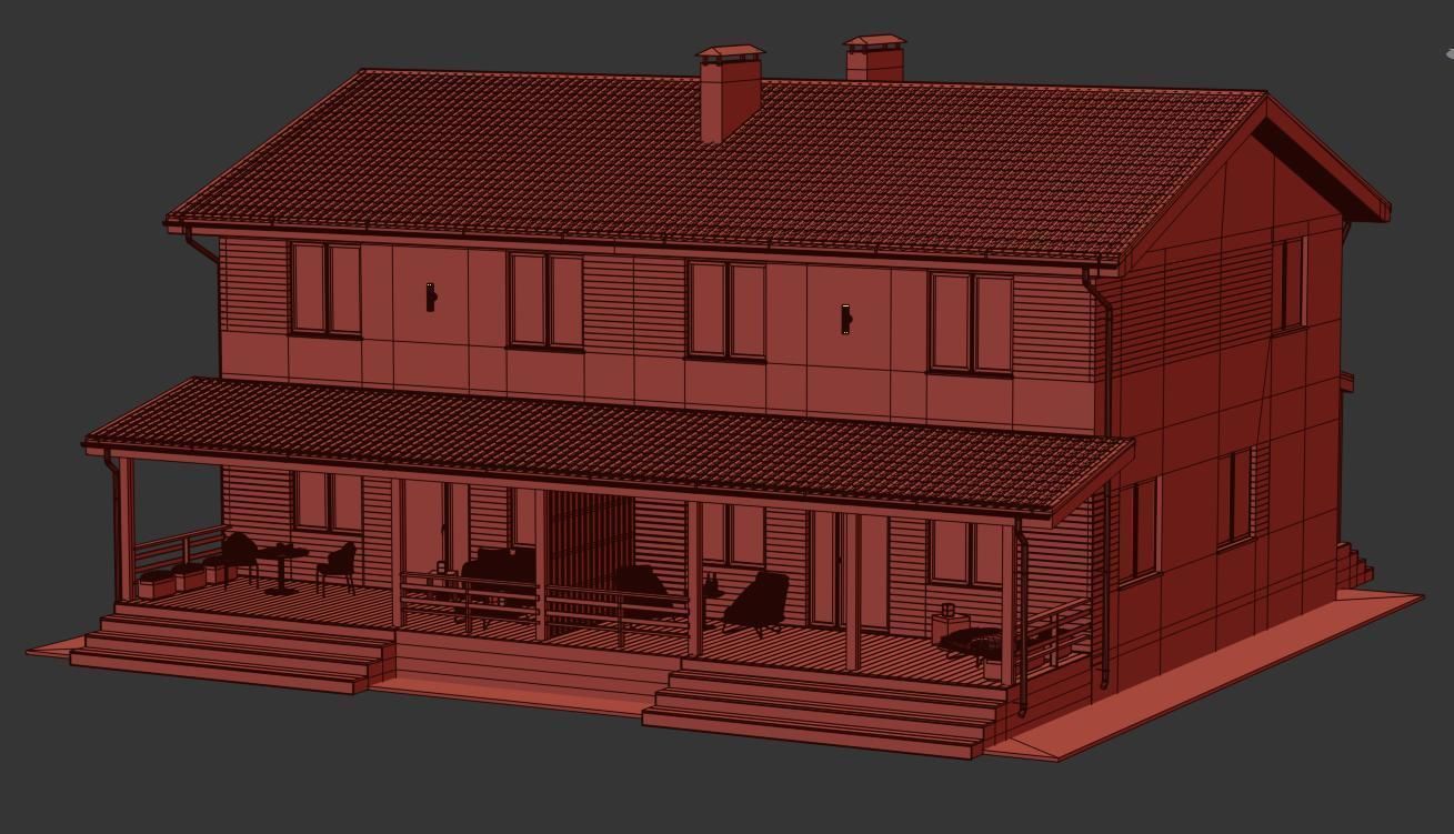 Modern Country House 3D model_14