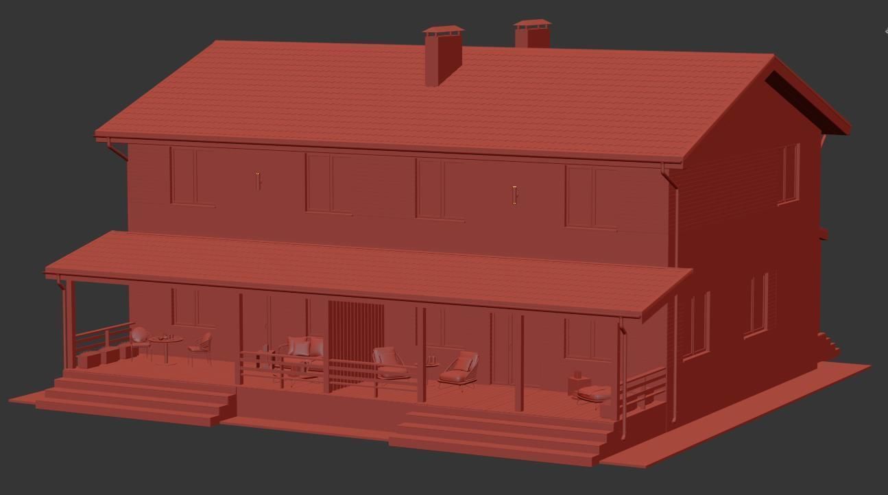 Modern Country House 3D model_11