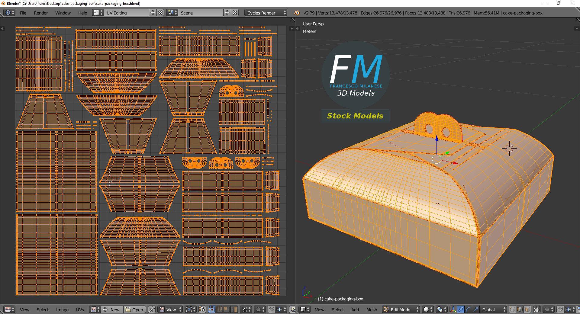 Cake packaging box 3D model_10
