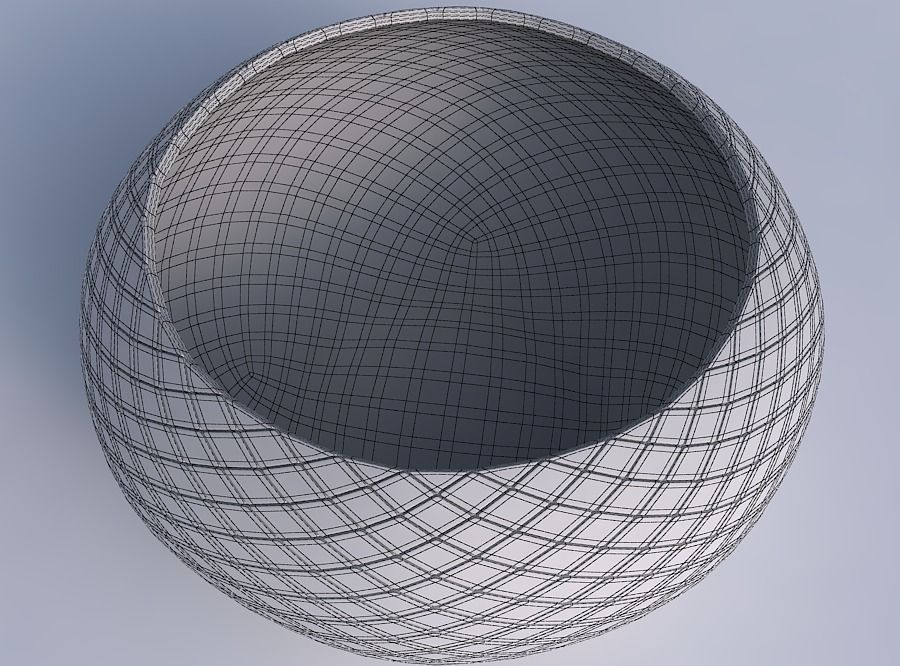 Bowl spheric squeezed wide with diagonal grid plates 3D print model_6