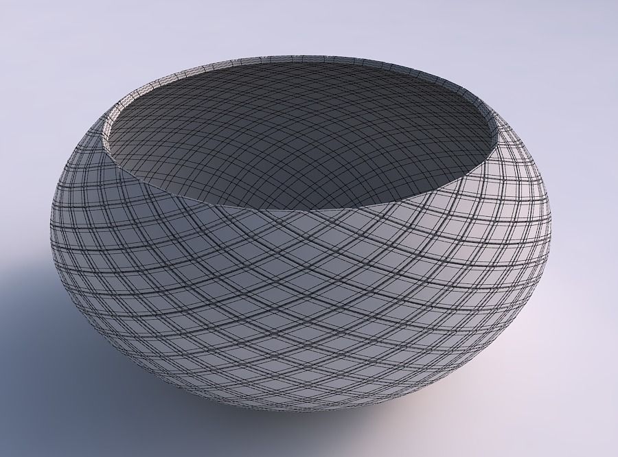 Bowl spheric squeezed wide with diagonal grid plates 3D print model_5