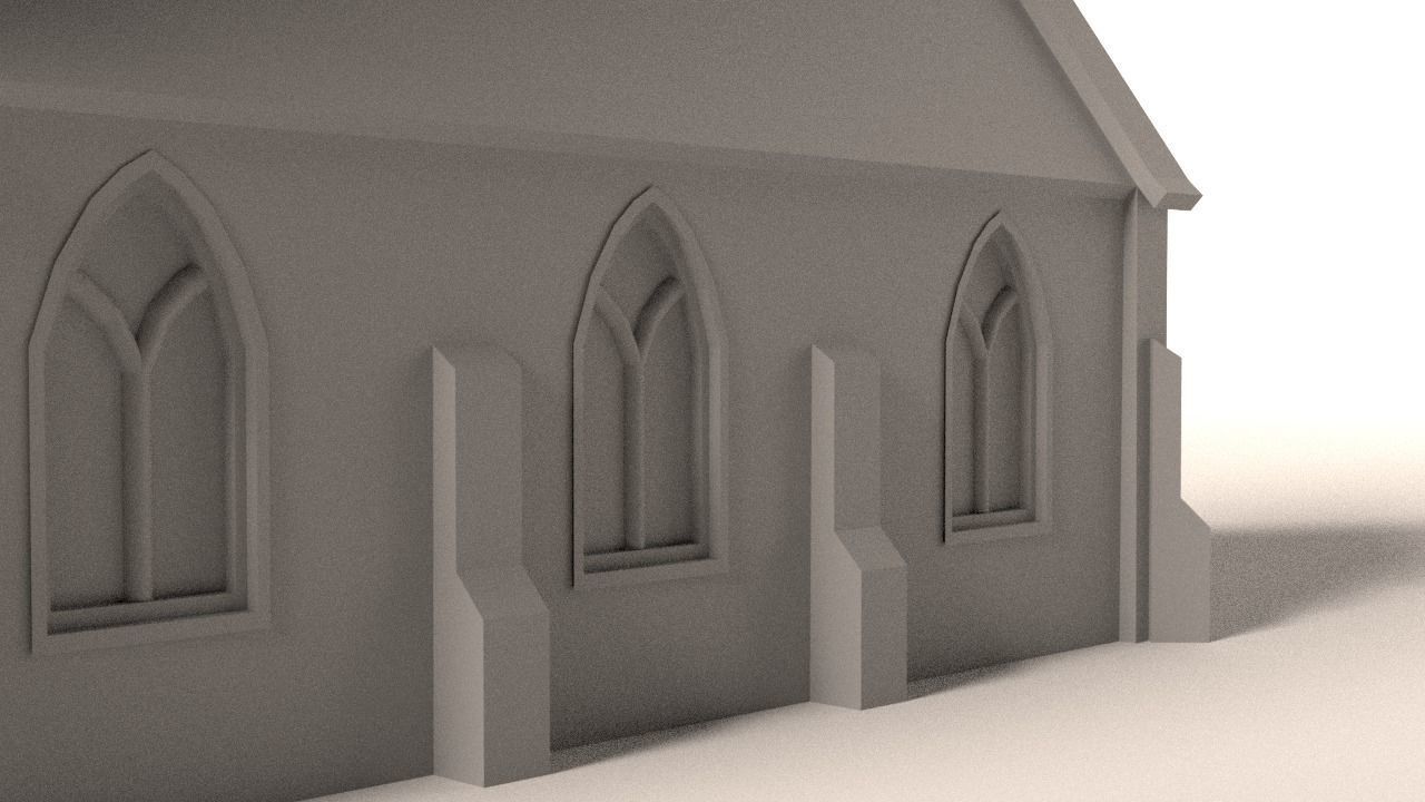 Small town church Low-poly 3D model_1